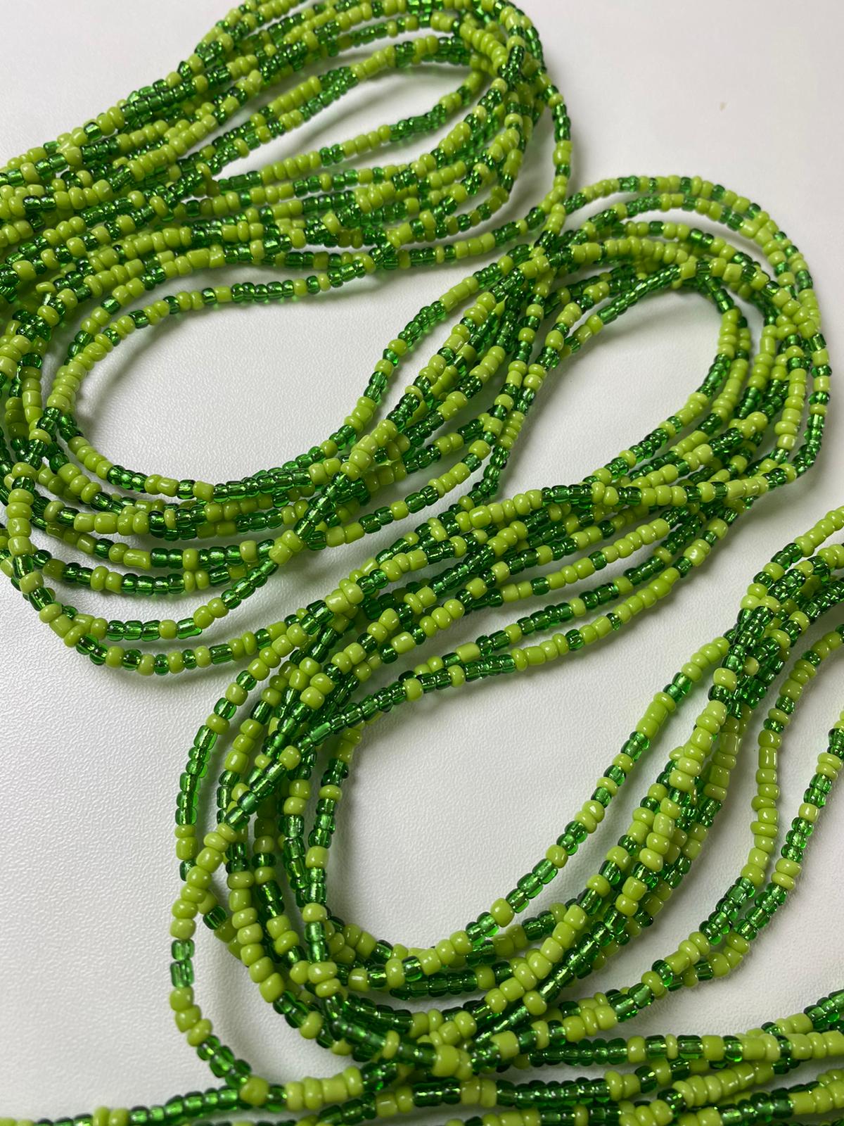 Mint Harvest Waist Beads-Handmade Fall Waist Bead, Tie On 45-50" Strand, Boho Body Chain, Autumn Inspired Belly Jewelry