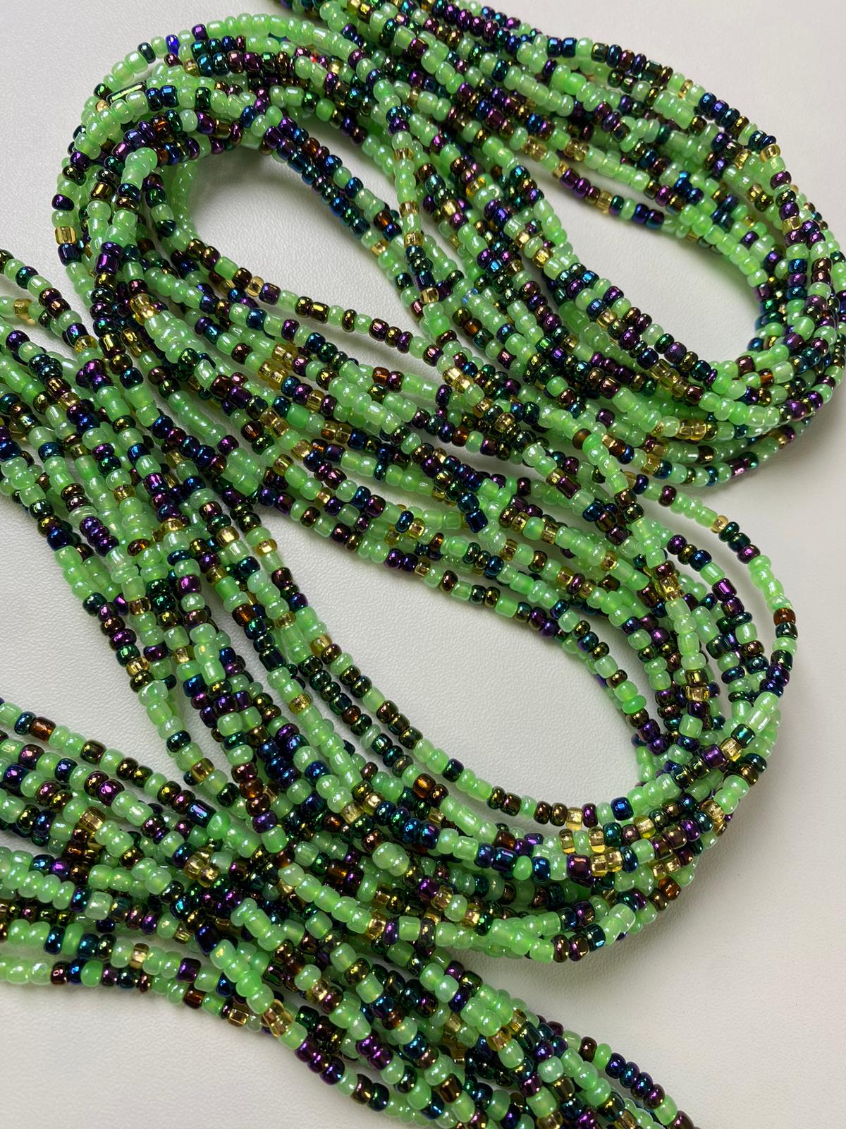 Mint Harvest Waist Beads-Handmade Fall Waist Bead, Tie On 45-50" Strand, Boho Body Chain, Autumn Inspired Belly Jewelry