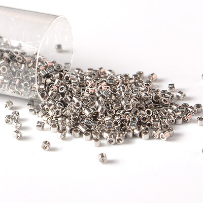 11/0 Miyuki Delica DB38 Palladium Plated Delica Beads, Embroidery beads, Japanese seed beads- 5 Grams