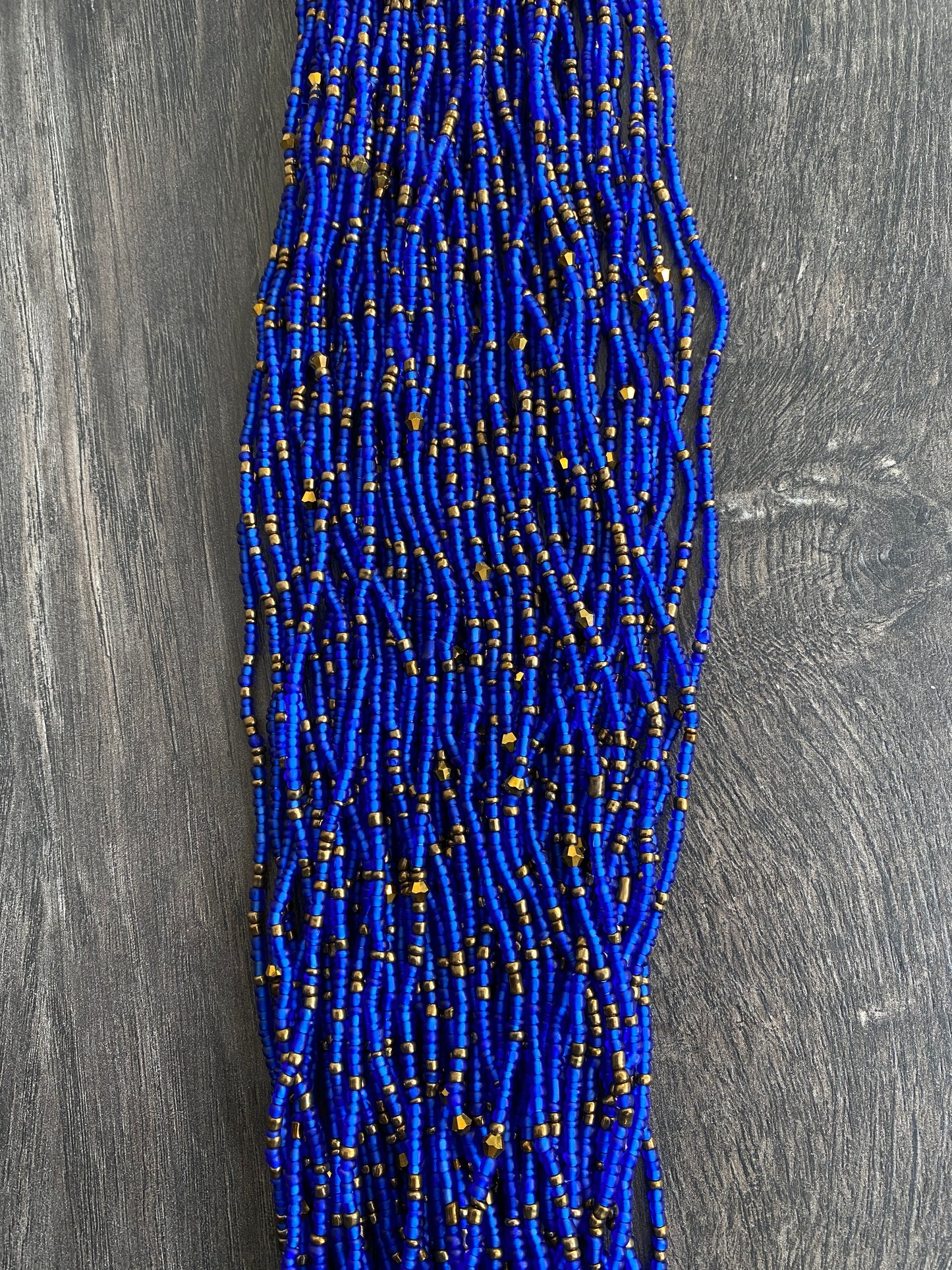 Blue & Bronze Waist Beads – Tie-On- African Waist Bead Strand for Women, 45-50 Inches Adjustable, Body Jewelry for Adornment, Promoting Body Positivty & Weight Managemen