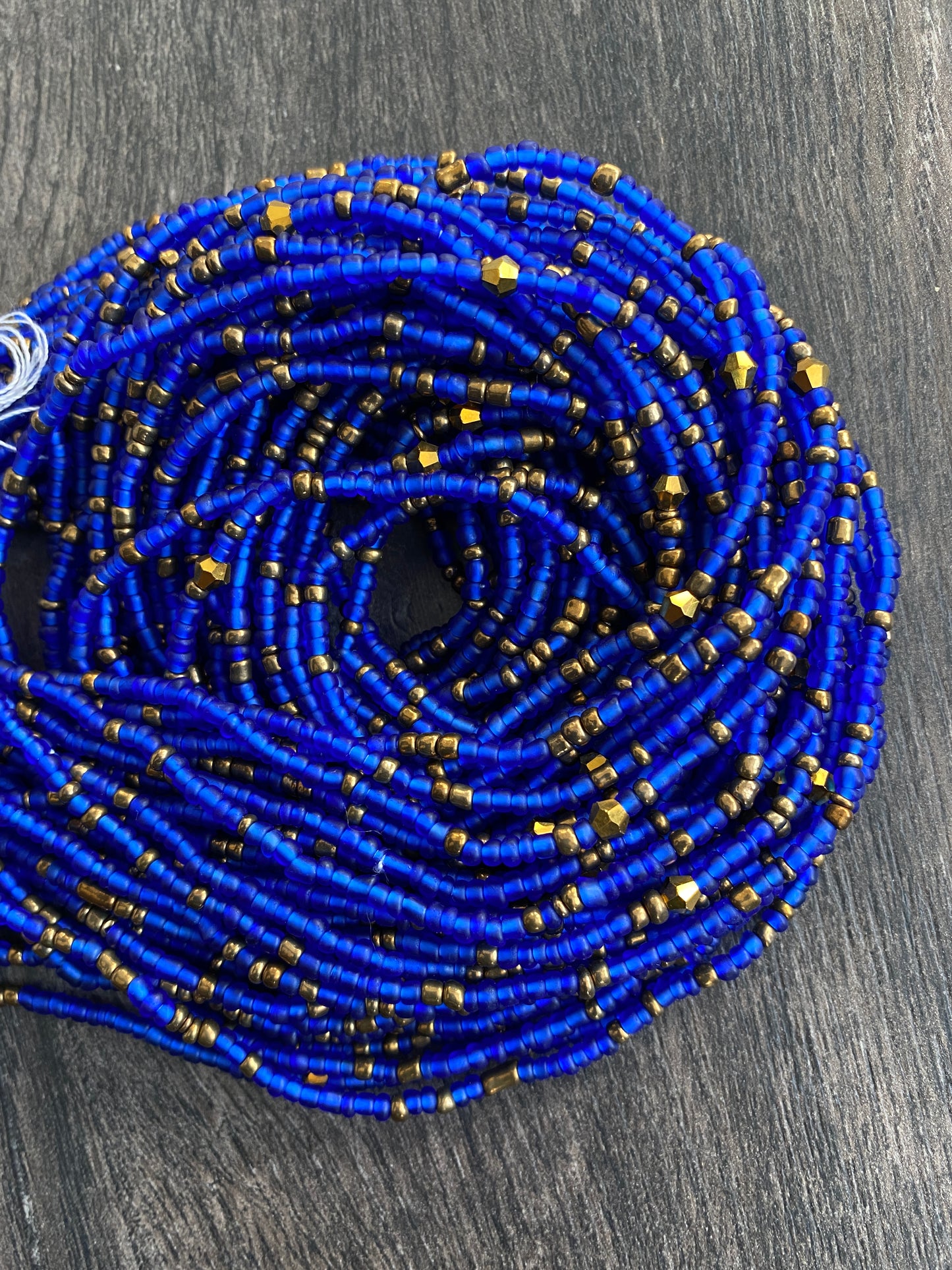 Blue & Bronze Waist Beads – Tie-On- African Waist Bead Strand for Women, 45-50 Inches Adjustable, Body Jewelry for Adornment, Promoting Body Positivty & Weight Managemen