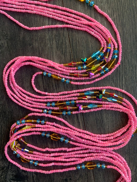 Pink  Waist Bead with crystals