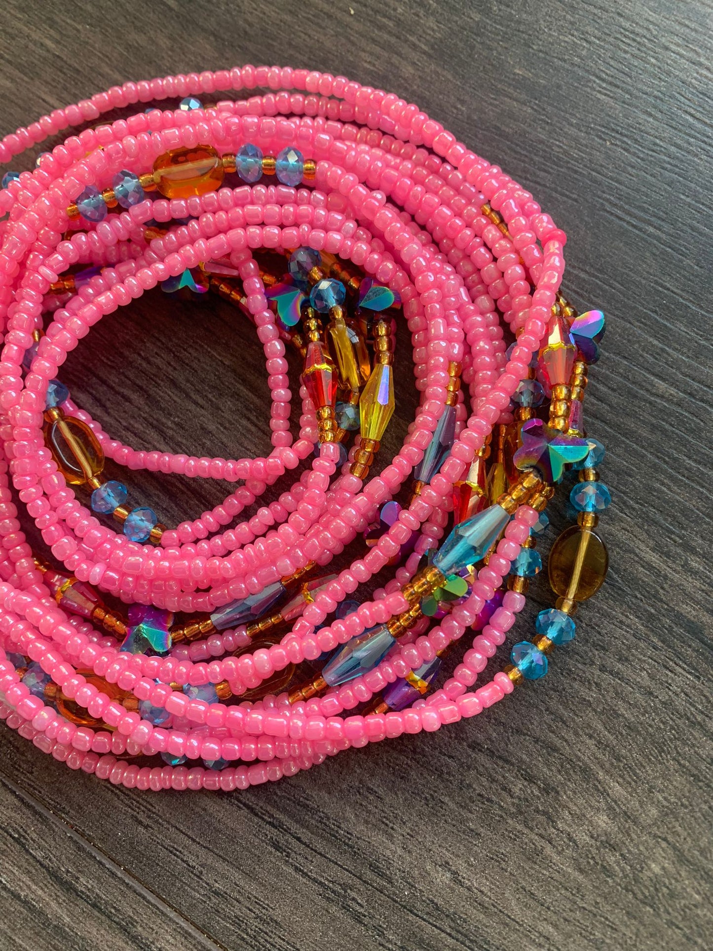 Pink  Waist Bead with crystals