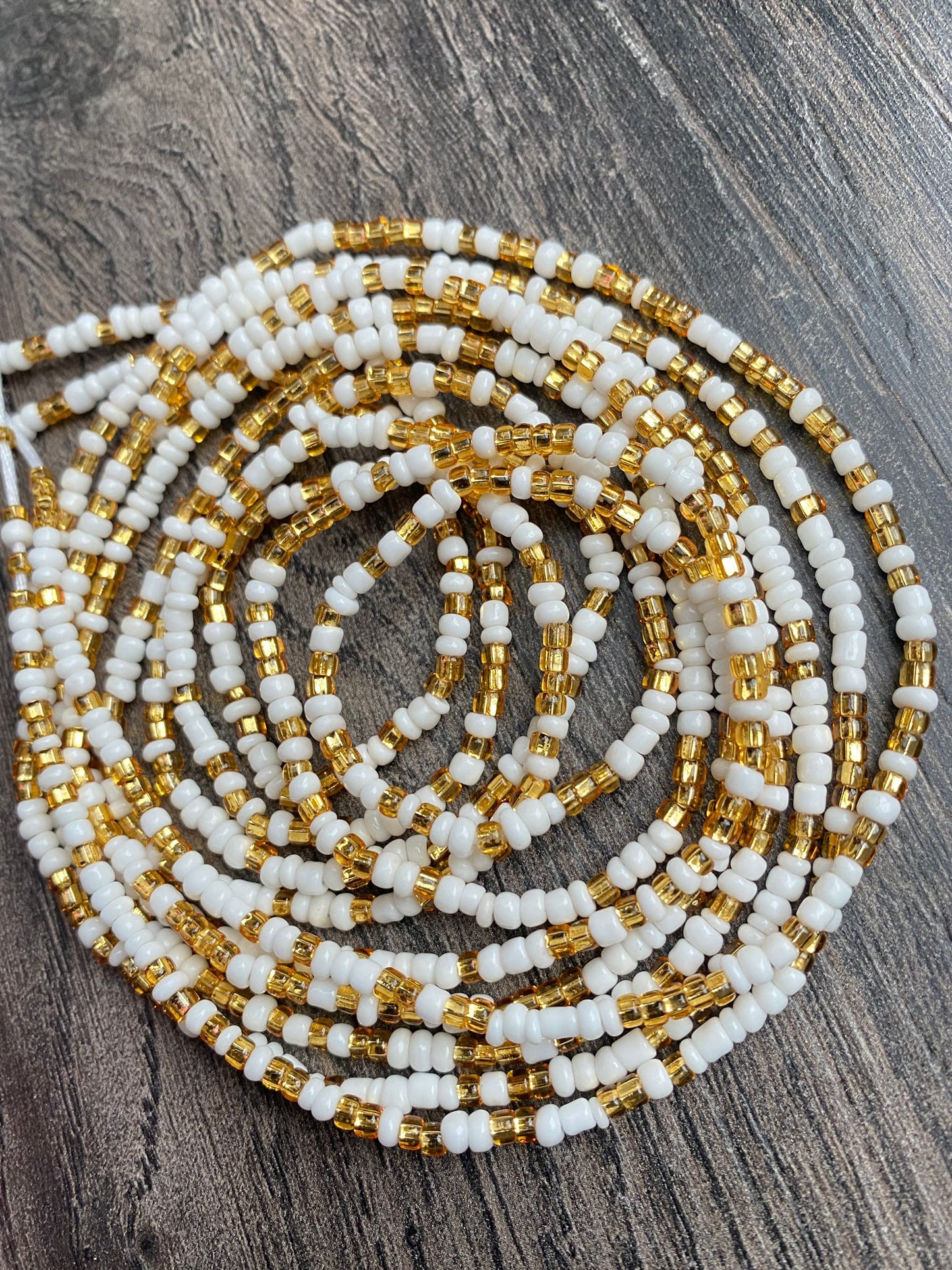 3 Pc Gold & White Waist Beads Set