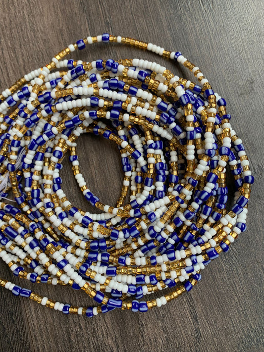 Gold White and Blue, Waist Beads