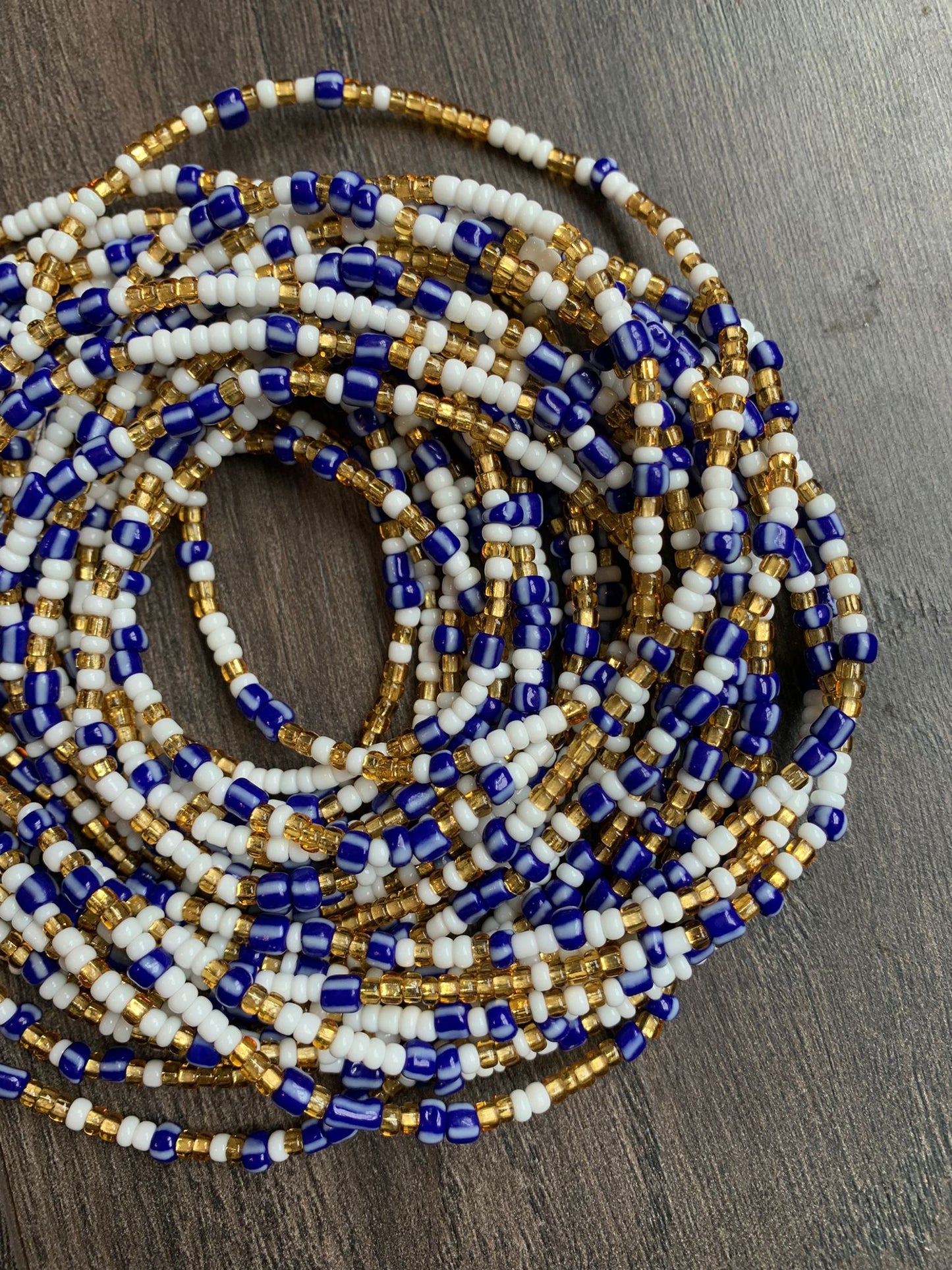 Gold White and Blue, Waist Beads