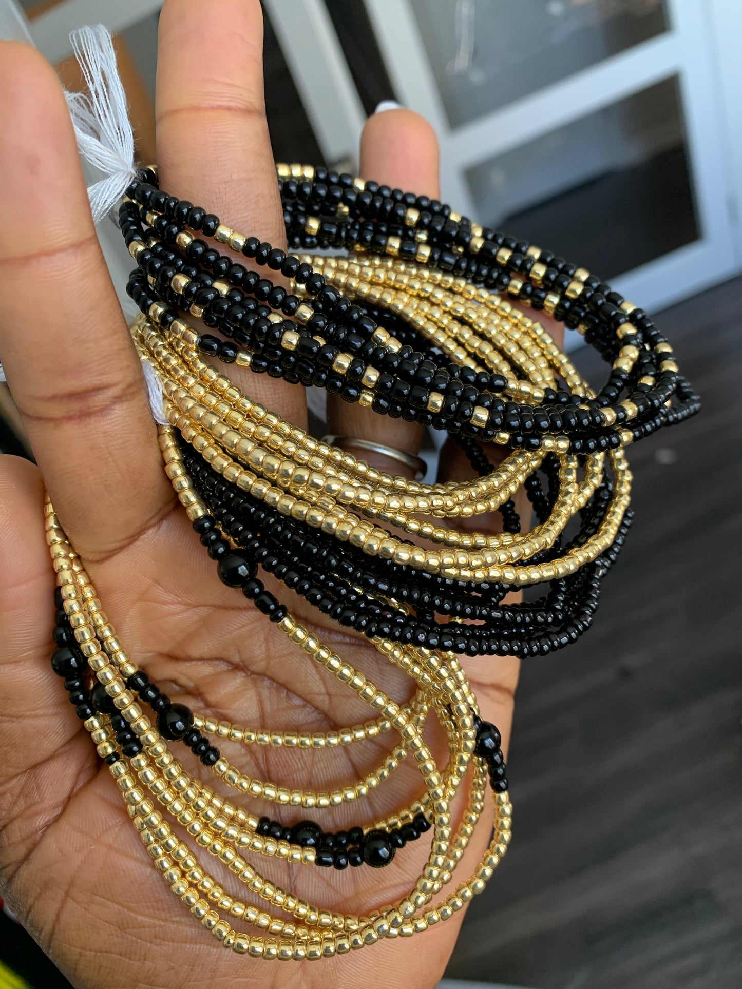 Candace~ Waist Beads Set- Waist Beads with Black Agate Natural Gemstones