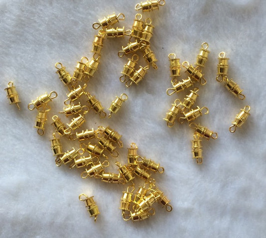 Barrel Clasp, Gold Brass or Silver Nickel Plated Screw Barrel Jewelry Necklace Bracelet Clasps Connectors 50pcs