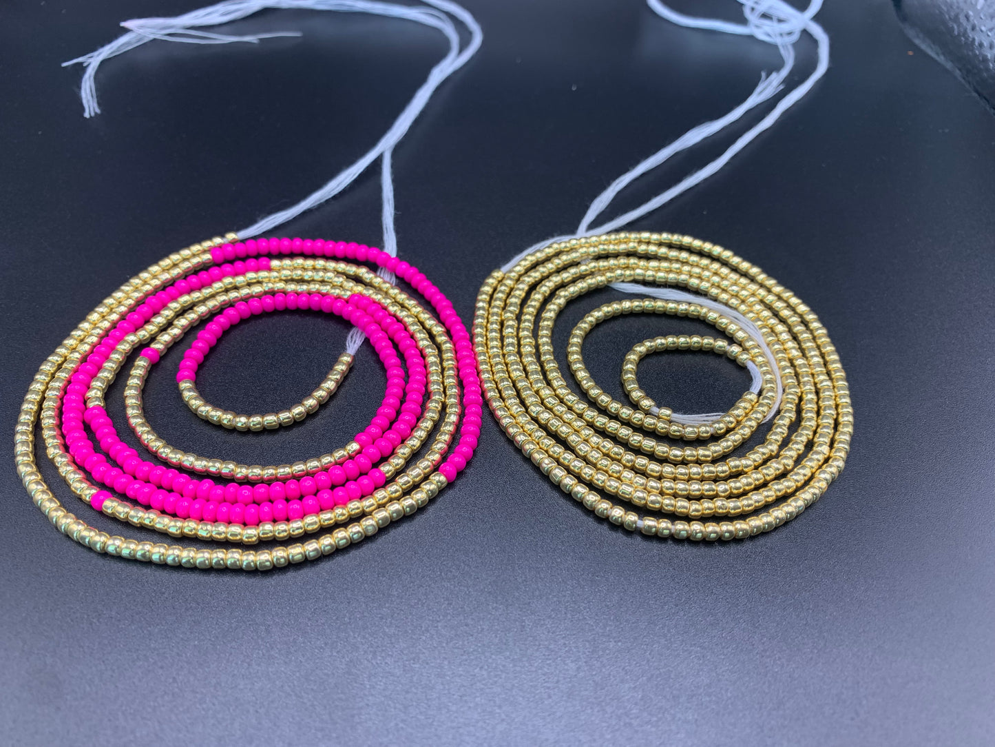 3 Pc Gold & Pink Waist Beads Set