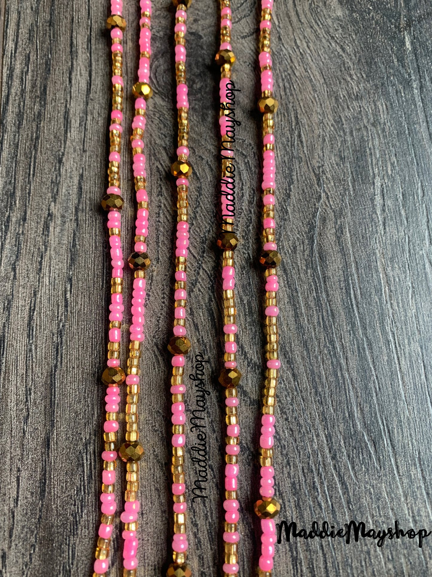 Pink & Bronze crystals Waist Bead