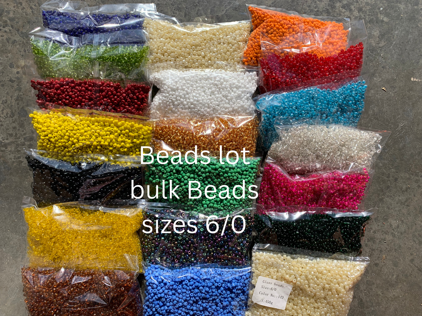 3mm- 8/0 Beads lot, Bulk beads, Glass Seed Beads Size 8/0, hole size 3.6mm, 20 different colors, 225 per bag, 4500grams or 9.9lbs