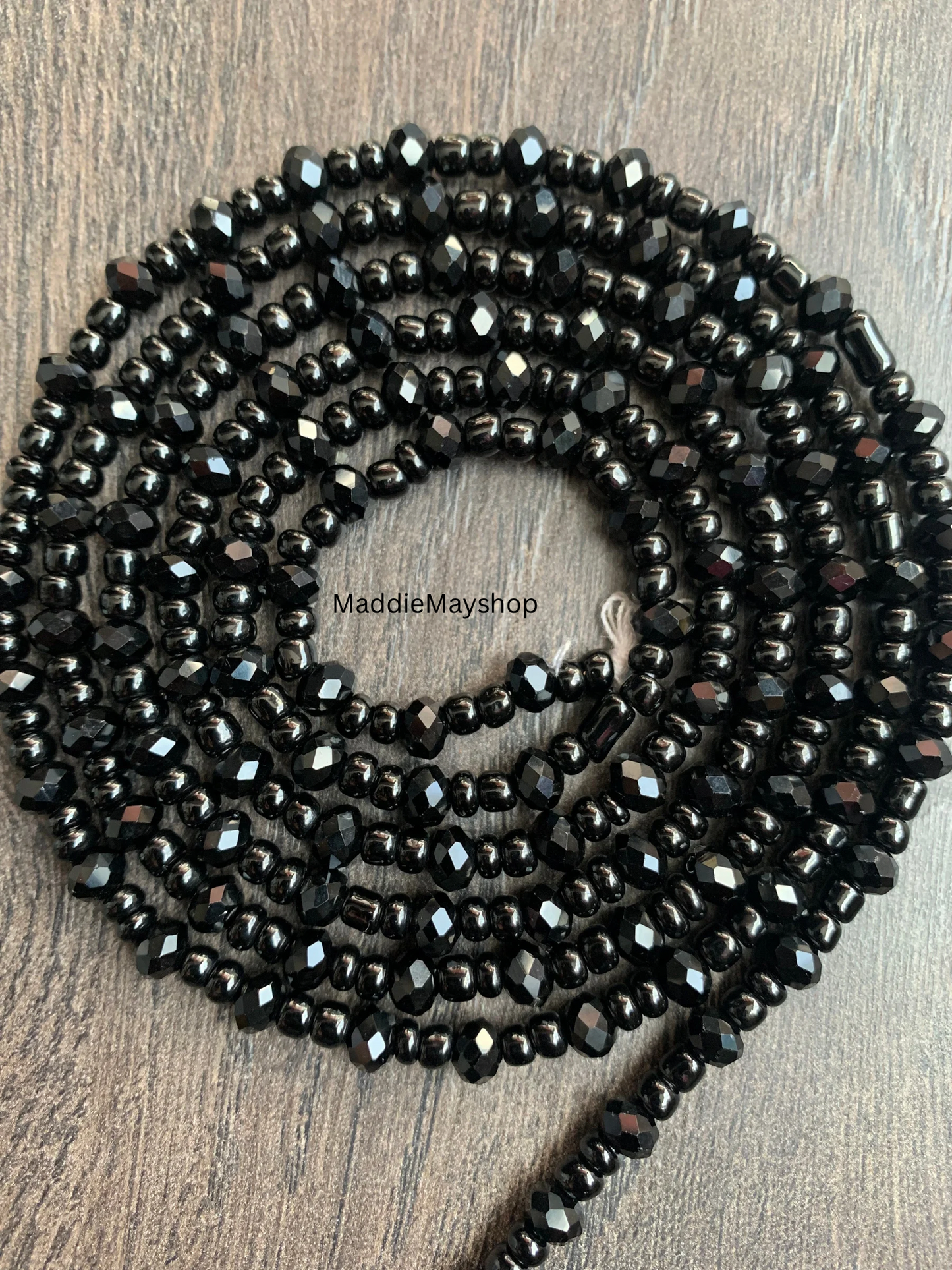 Black on Black Crystal Waist Bead