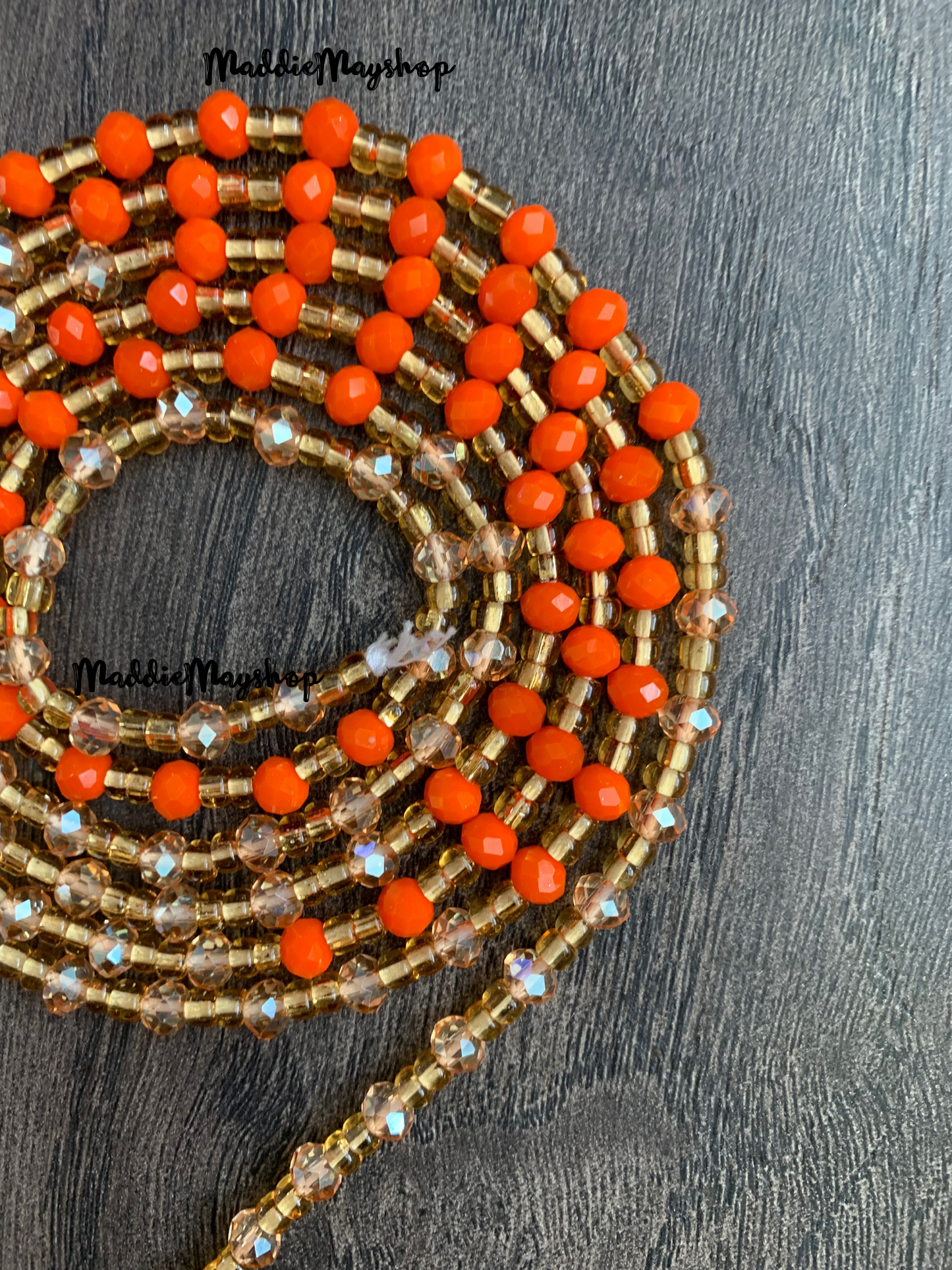 Orange Spice- Crystal Waist Bead