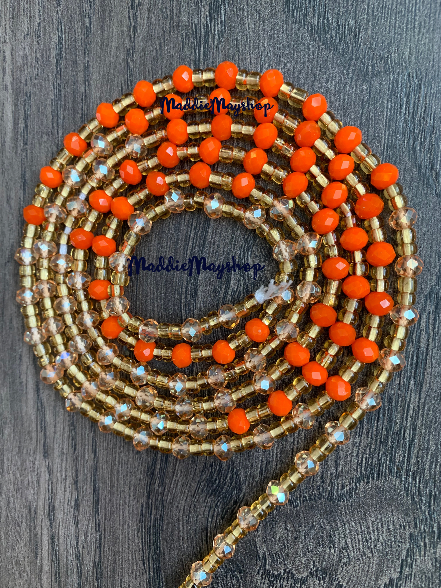 Orange Spice- Crystal Waist Bead