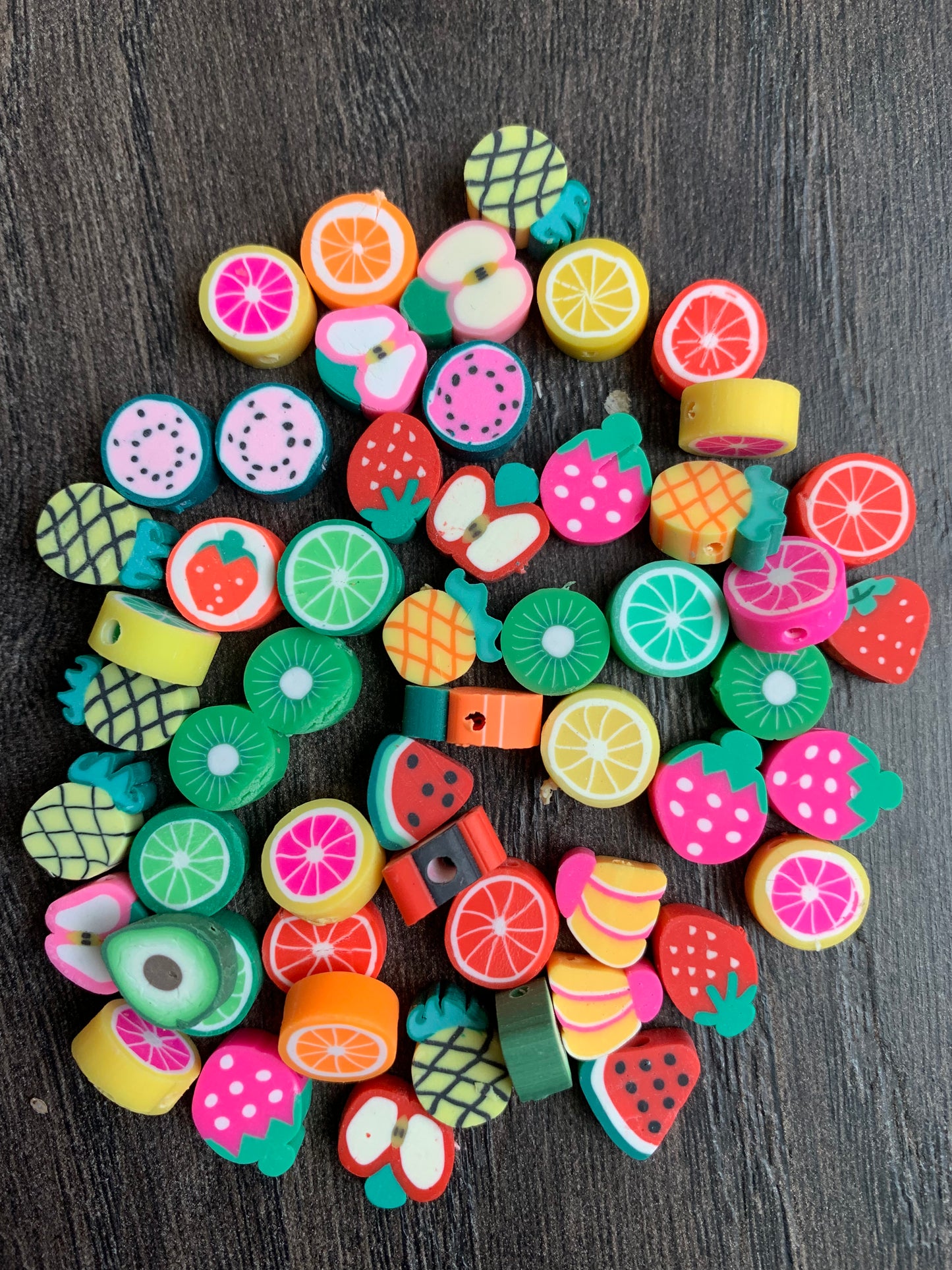 Bead Spacers. High Quality preppy beads Cute Creative Fruit Flower Animal Colorful Polymer Clay Beads, soft clay beads, 10mm