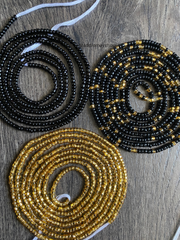 3 Pc Black & Gold Waist Beads Set