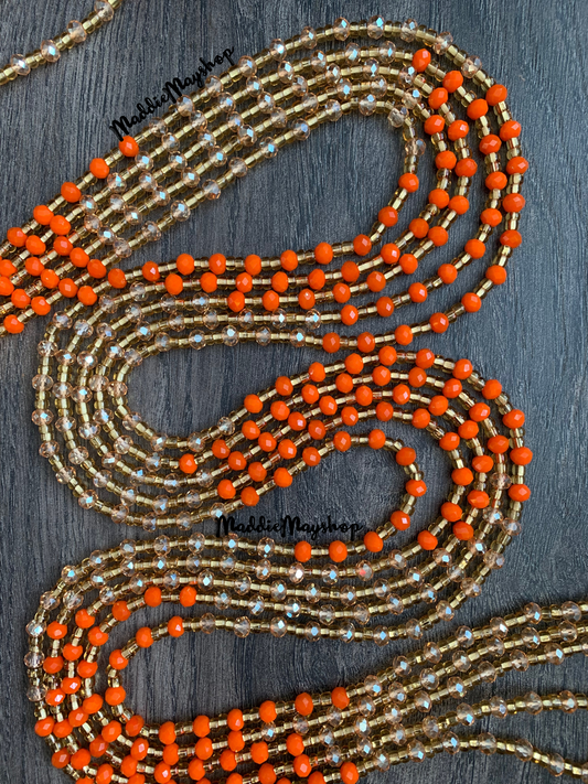 Orange Spice- Crystal Waist Bead