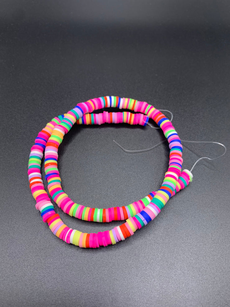 16" 4mm vinyl Heishi beads clay disc, polymer clay beads, AFRICAN vinyl Heishi beads, Disc Beads, Assorted Colors