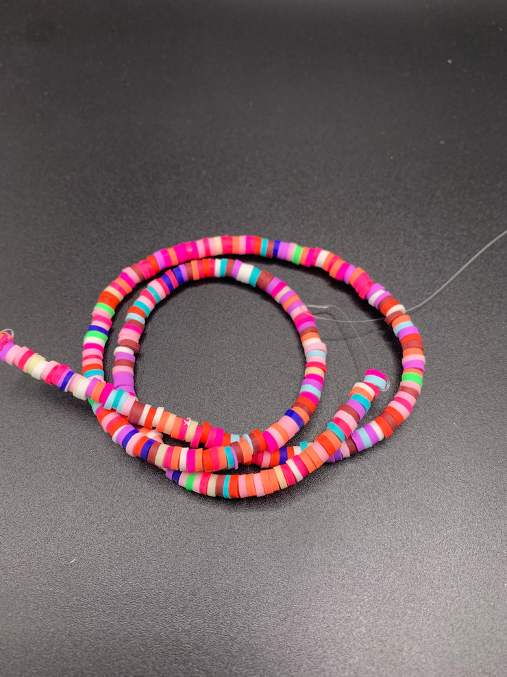 16" 4mm vinyl Heishi beads clay disc, polymer clay beads, AFRICAN vinyl Heishi beads, Disc Beads, Assorted Colors