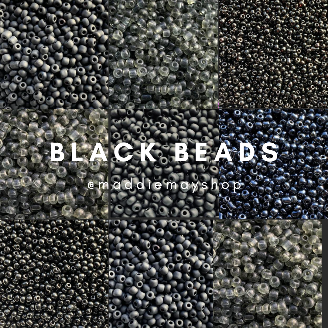 Black glass Seed Beads  Size 6/0 , 8/0, 12/0