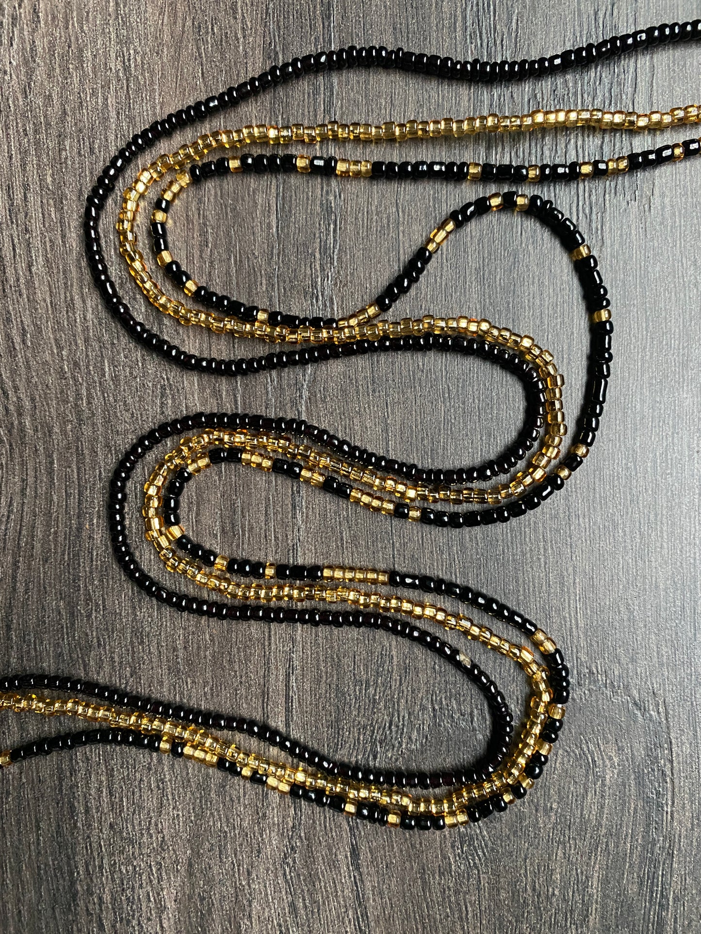 3 Pc Black & Gold Waist Beads Set