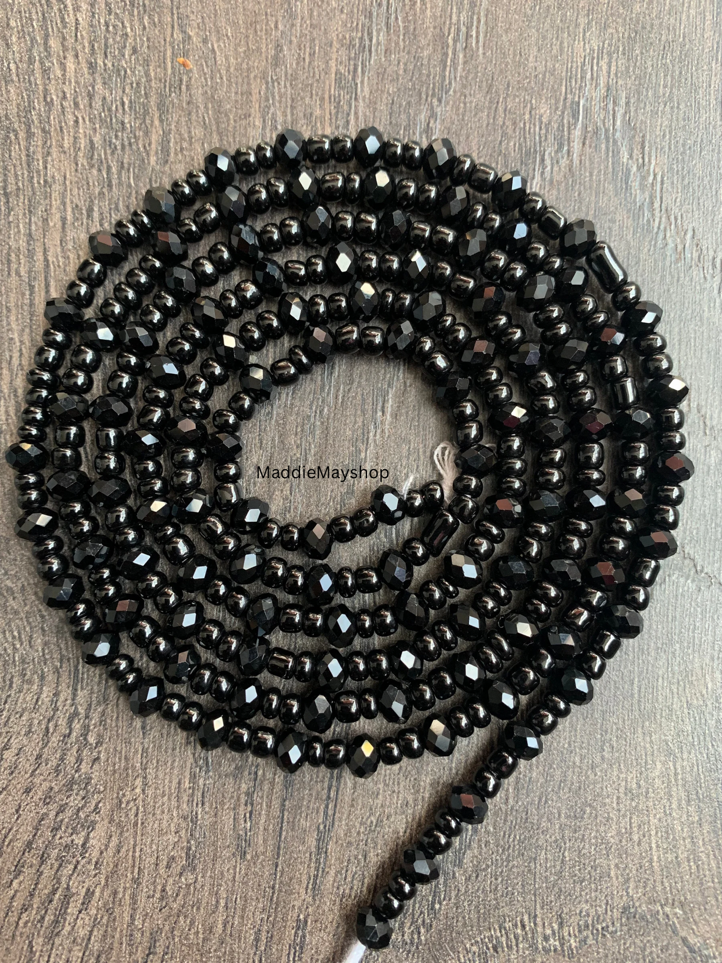 Black on Black Crystal Waist Bead