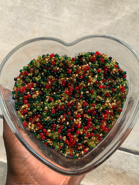 Christmas inspired mix- Glass Beads Size 6mm or bigger,  Seed Beads Bulk